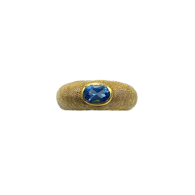 Gold Ring K14 with Aquamarine Stone