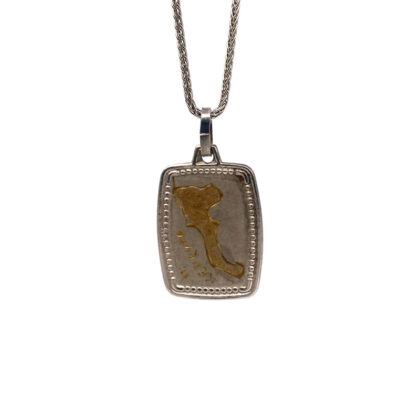 Νησί Κέρκυρας κρεμαστό ασήμι 925 με χρυσή λεπτομέρεια