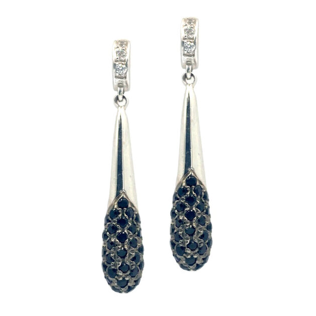 Silver earrings with sapphire shade stone