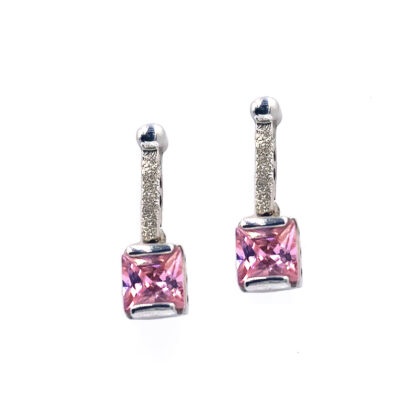 Silver Earrings 925 and Rodolite Stone