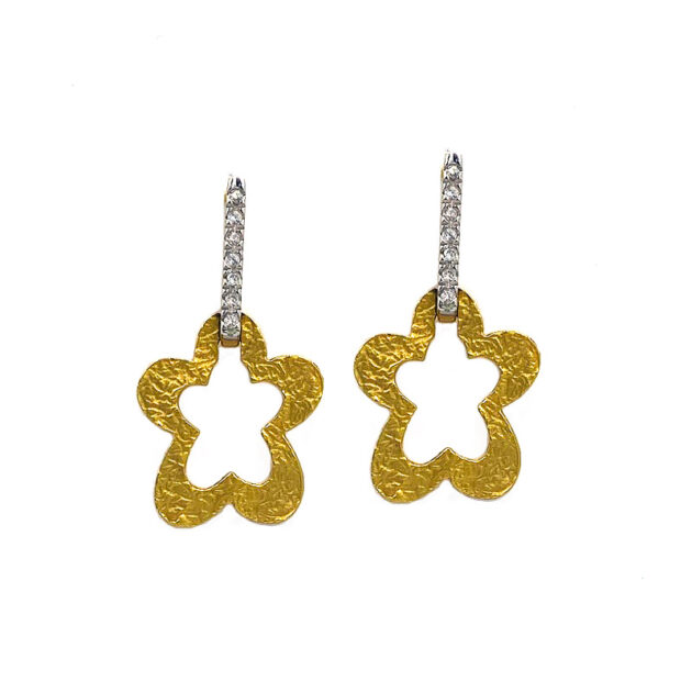 Gold K22 Star Earrings with zircon decoration