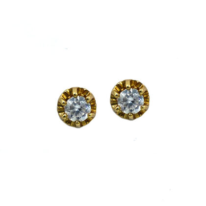 Gold Earrings K14 and Zircon Stone