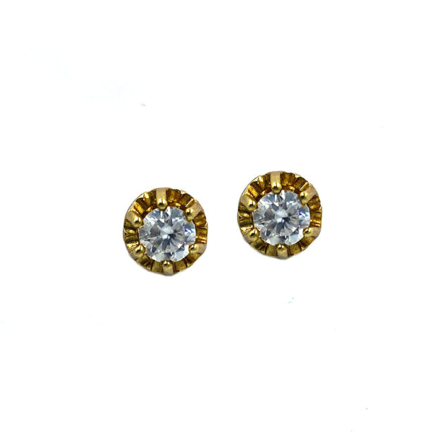 Gold Earrings K14 and Zircon Stone